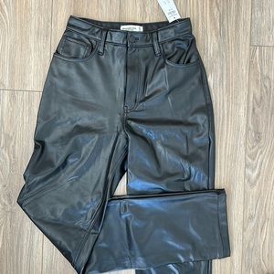 curve love 90s straight ultra high rise leather pants